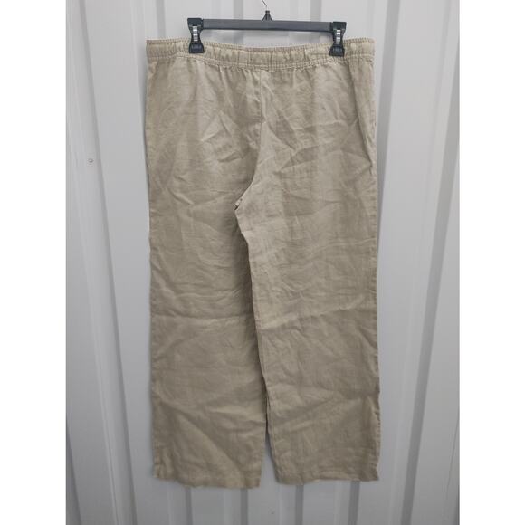 Merona Women's Pants 100% Linen Tan Drawstring Large Wide Leg - Picture 3 of 3